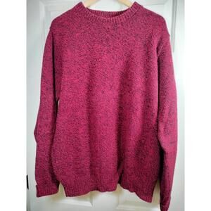 Lands End Wool Blend Crewneck Sweater Men's Large TALL Green Marbled Made in USA